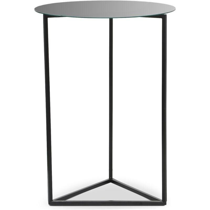 Siyah Metal Üçgen Tabanlı Cam Yan Sehpa-56x56x79 cm - 111407