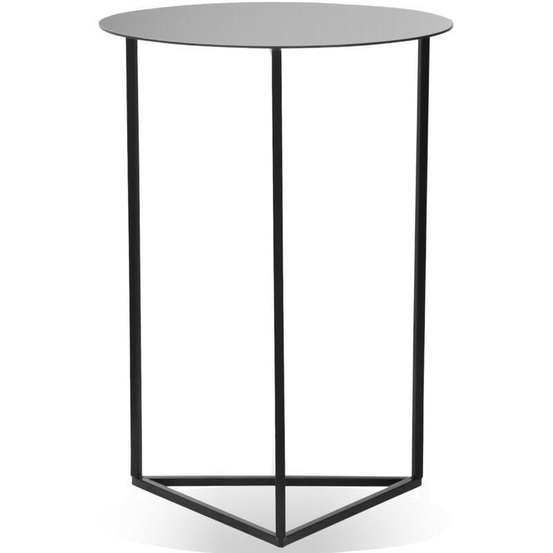 Siyah Metal Üçgen Tabanlı Cam Yan Sehpa-56x56x79 cm - 111407