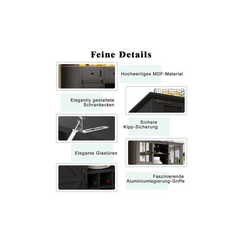 Siyah Metal ve MDF Çok Amaçlı Dolap 105x38x180 cm LED Işıklı - 92479