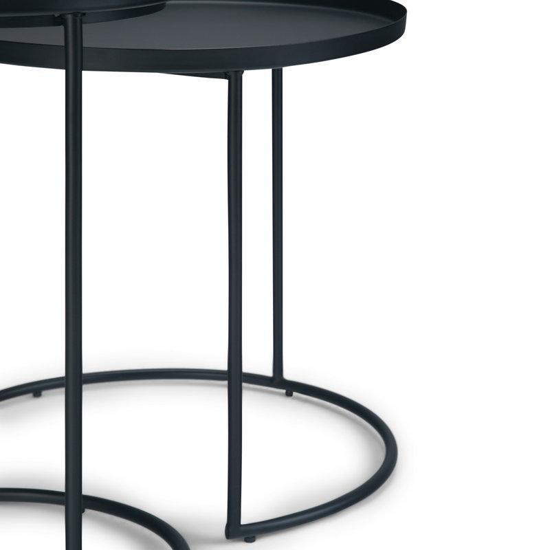 Siyah Metal Yuvarlak Tepsi Zigon Sehpa 2'li Set 60x58 cm - 108634