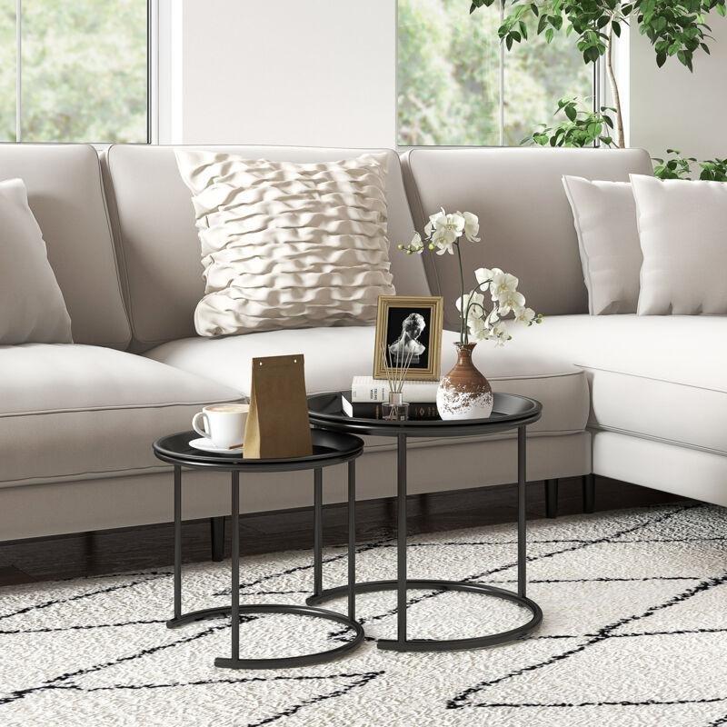 Siyah Metal Yuvarlak Zigon Sehpa 43 cm - 107969