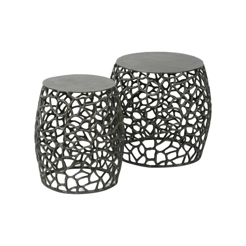 Siyah Nikel Metal Zigon Sehpa Takımı 45x45x42 cm - 106624