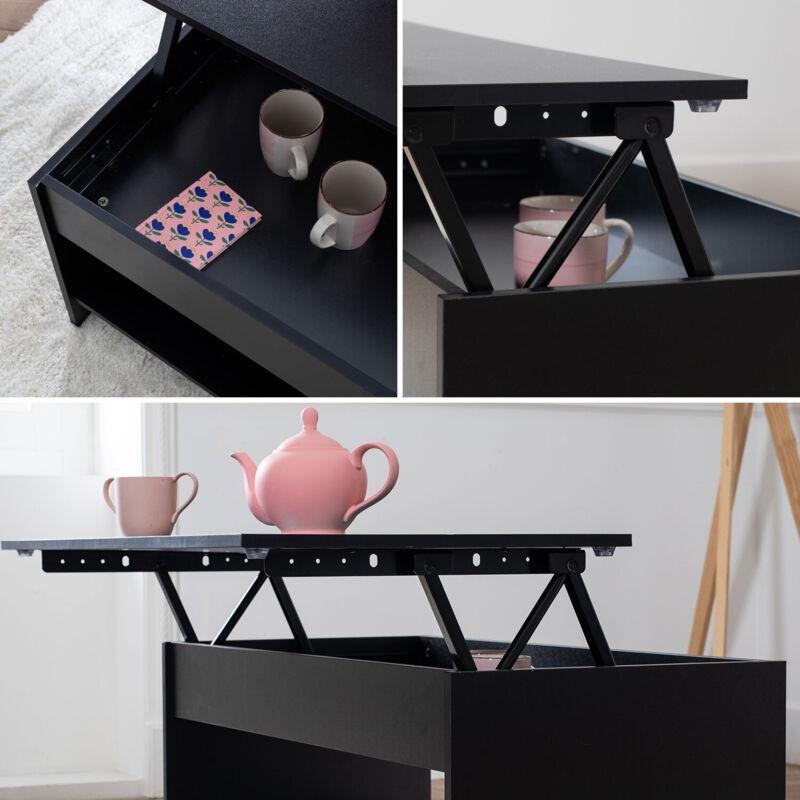 Siyah Orta Sehpa Açılır Tablalı 100x50x44-58 cm - 103411