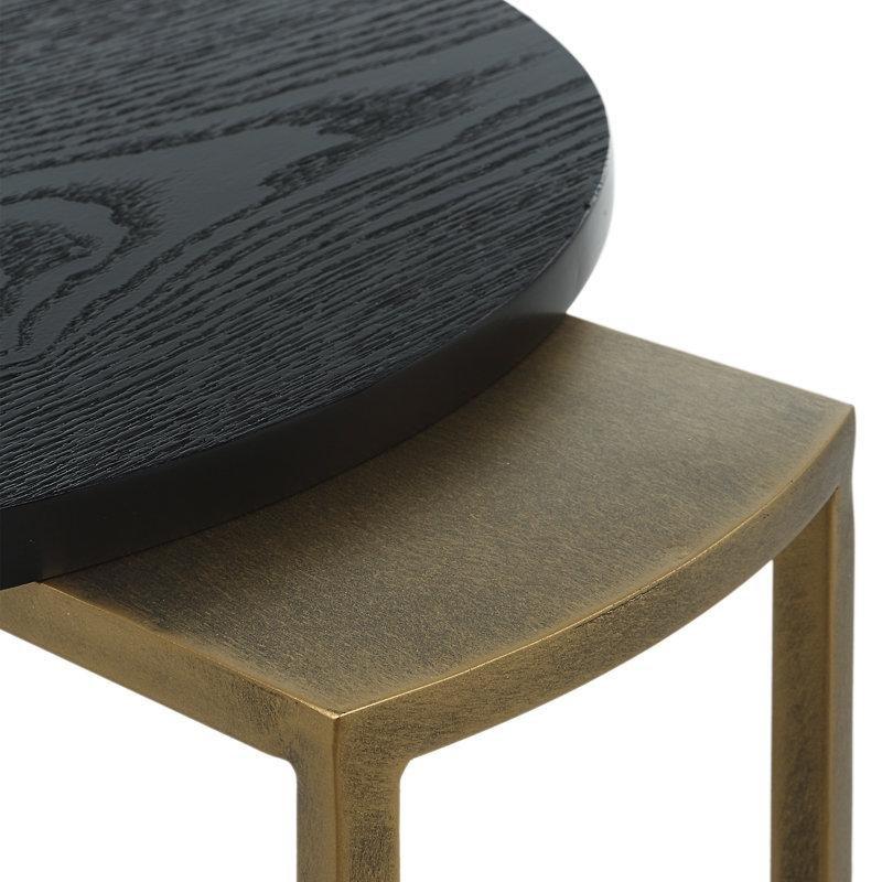 Siyah Oval Tablalı Gold Ayaklı Yüksek Zigon Sehpa 56x36x22 cm - 108721