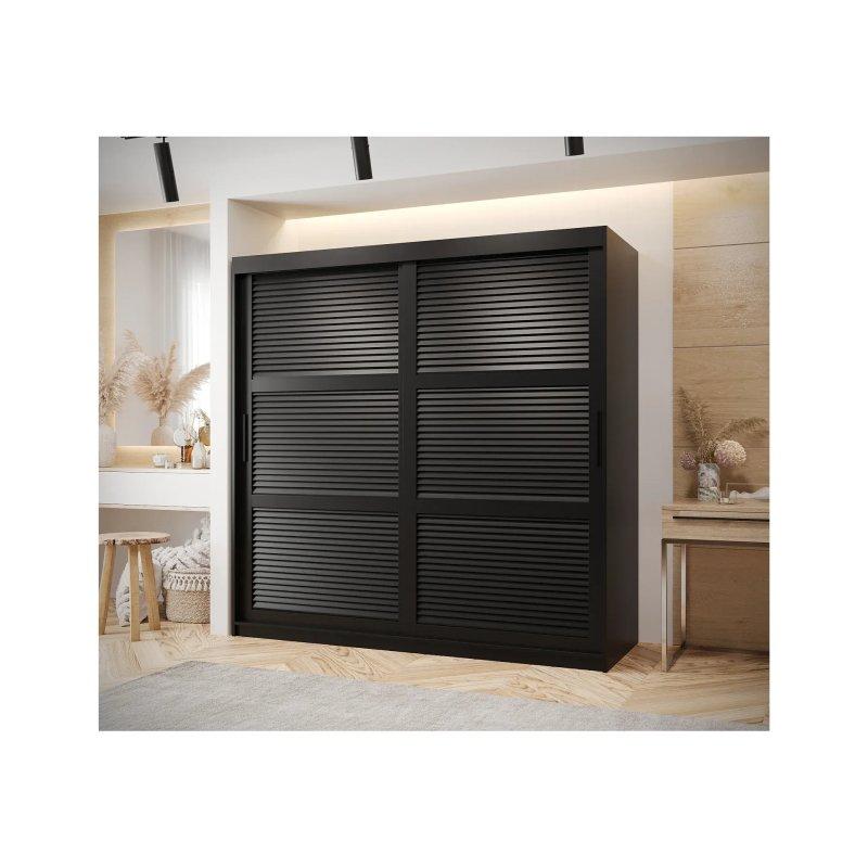 Siyah Panjur Kapak Sürgülü Gardrop 180x200 cm - 90235