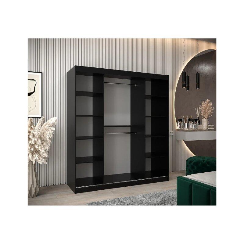 Siyah Panjur Kapak Sürgülü Gardrop 180x200 cm - 90235