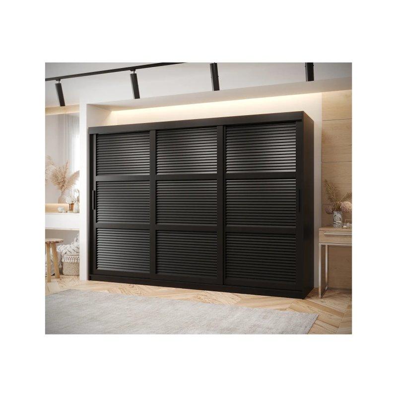 Siyah Panjur Kapak Sürgülü Gardrop 250x200x62 cm - 90262