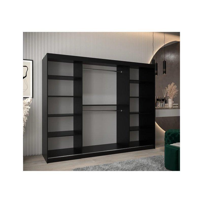 Siyah Panjur Kapak Sürgülü Gardrop 250x200x62 cm - 90262