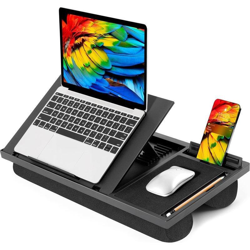 Siyah Plastik Minderli Yükseklik Ayarlı Laptop Sehpası-11x50x28 cm - 113235