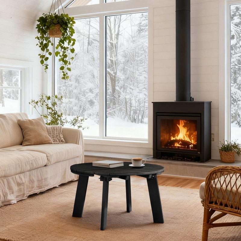 Siyah Plastik Orta Sehpa 80 cm Yuvarlak - 105811