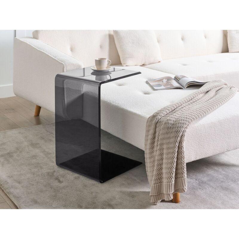 Siyah Şeffaf Güvenlik Camı Raflı İskandinav Yan Sehpa-40x40x61 cm - 112609