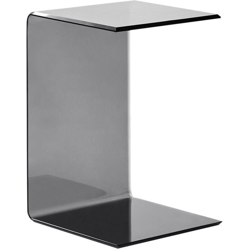 Siyah Şeffaf Güvenlik Camı Raflı İskandinav Yan Sehpa-40x40x61 cm - 112609