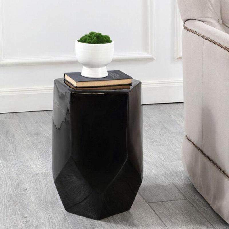 Siyah Seramik Suya Dayanıklı Seramik Yan Sehpa-46x35x35 cm - 113514