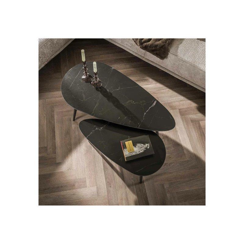 Siyah Seramik Üçgen Orta Sehpa 100x50x40 cm (2'li Set) - 102288