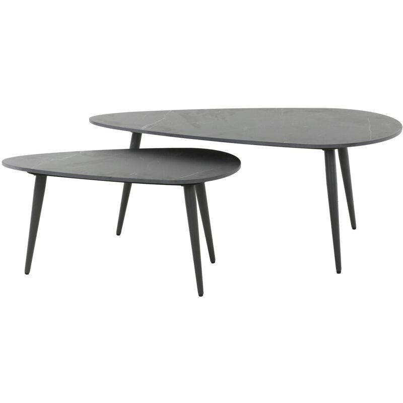 Siyah Seramik Üçgen Zigon Sehpa 100x50x40 cm İkili Set - 107138