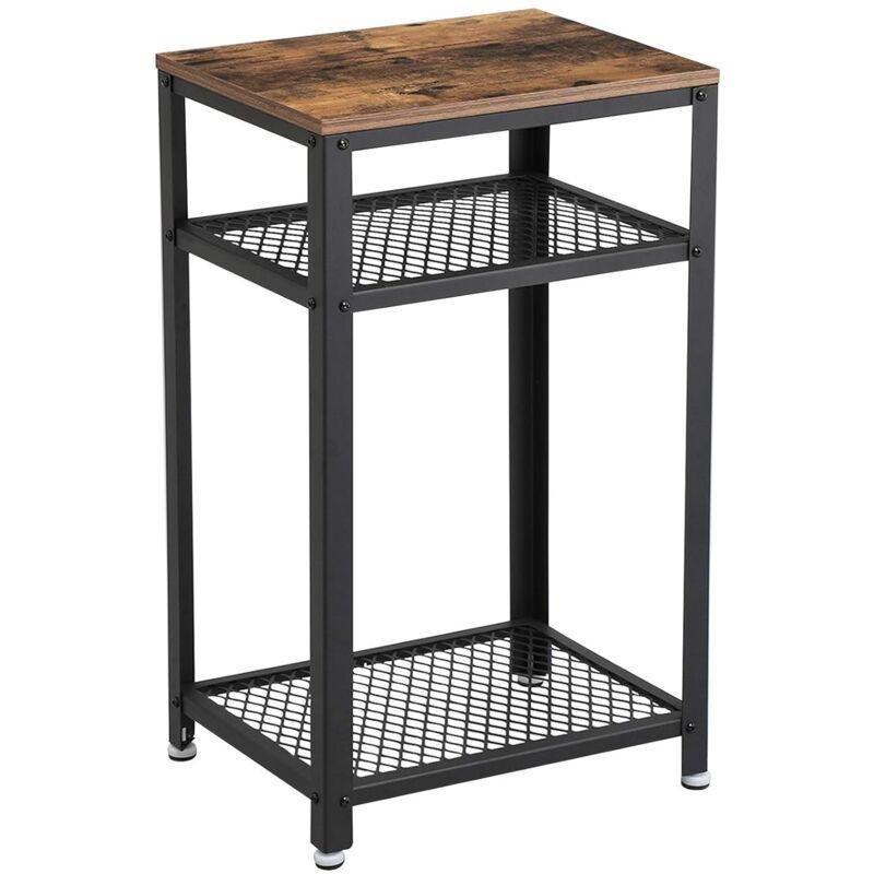 Siyah Sunta Raflı Mermer Yan Sehpa-45x35x75 cm - 110352