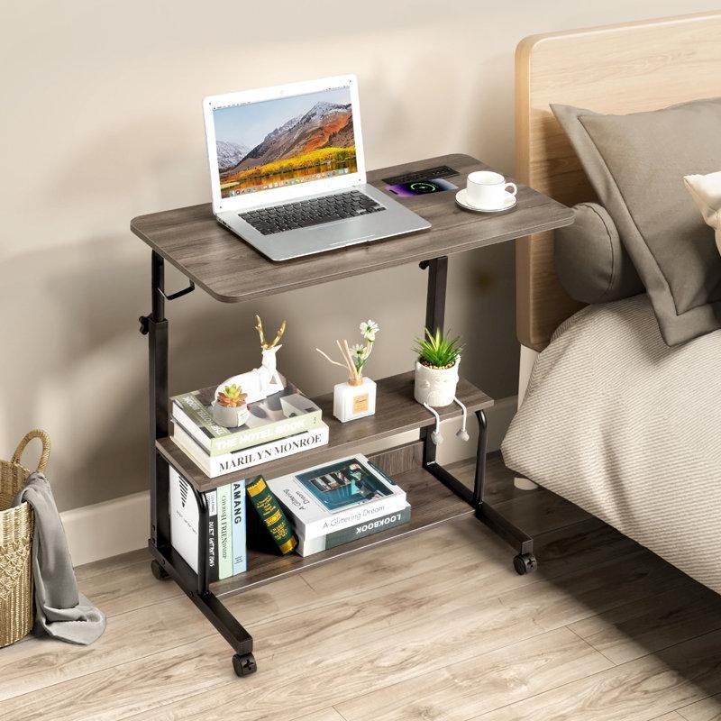 Siyah Suntalam Ayarlanabilir Yükseklikli Tekerlekli Laptop Sehpası-80x40x106 cm - 113238