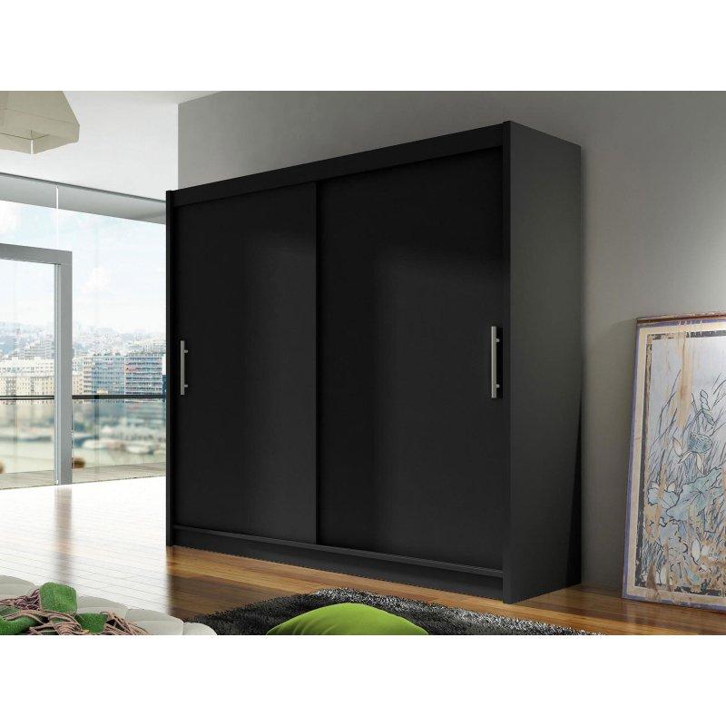 Siyah Sürgülü Gardrop Aynalı 180 cm x 215 cm x 58 cm - 90691