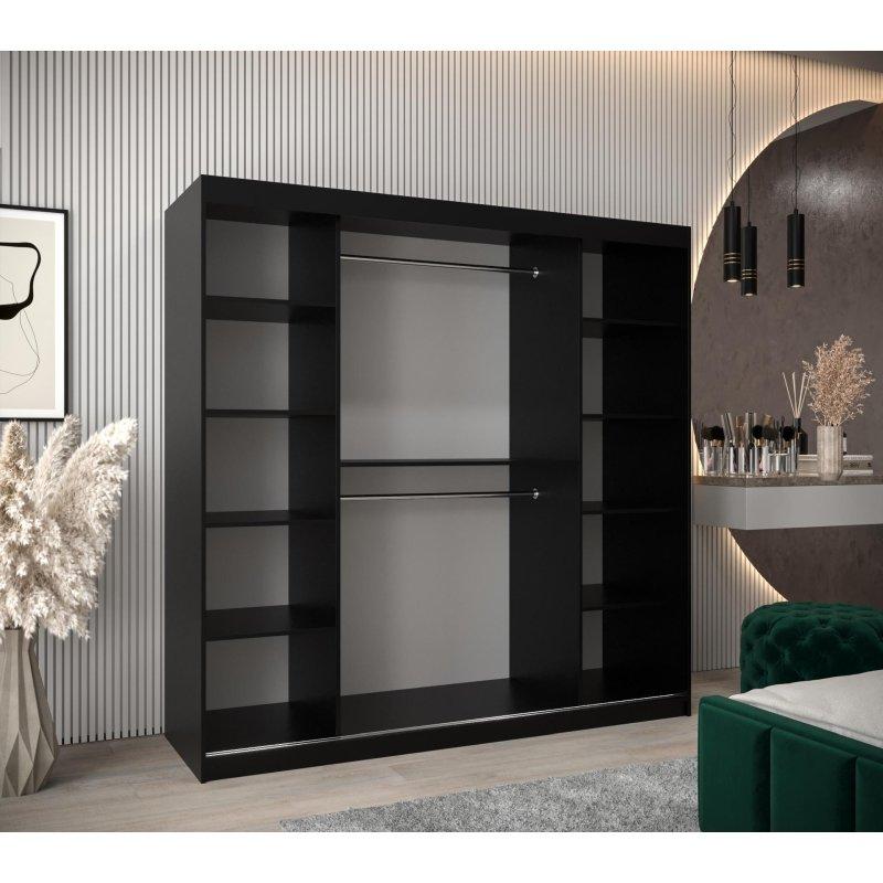 Siyah Sürgülü Gardrop Aynalı 200x200 cm LED Işıklı - 90832