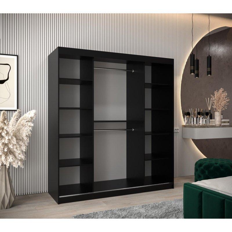 Siyah Sürgülü Gardrop Endüstriyel Ahşap 180x200 cm - 90736