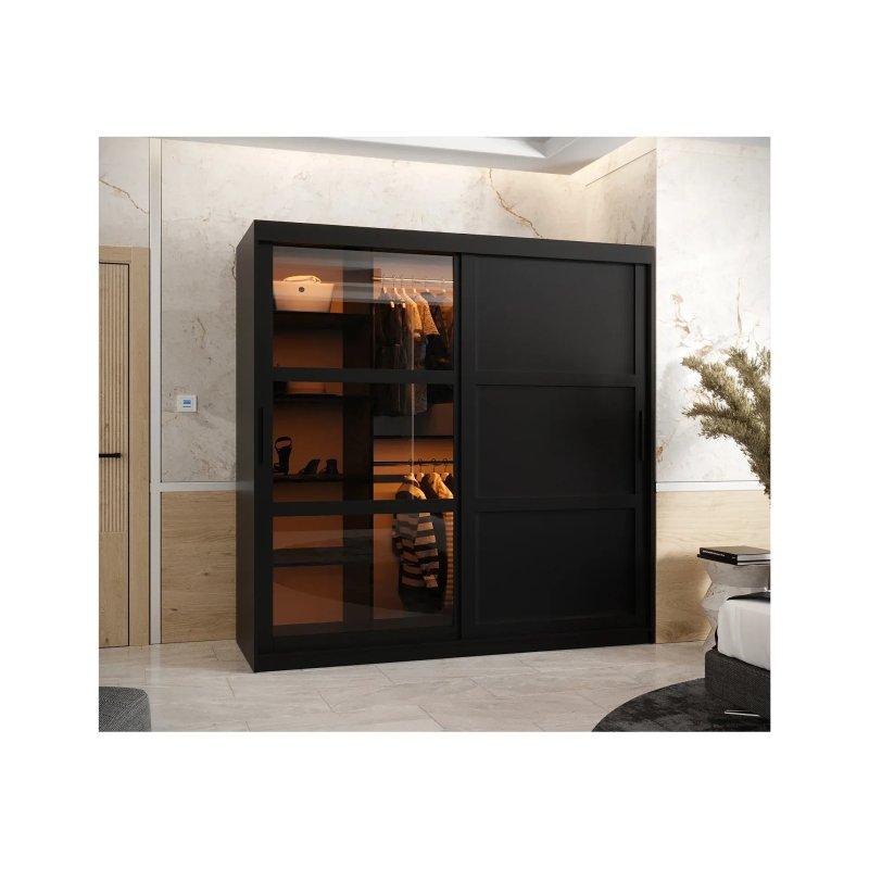 Siyah Sürgülü Gardrop Endüstriyel Ahşap 180x200x62 cm - 90232