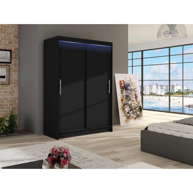 Siyah Sürgülü Gardrop LED Aydınlatmalı 120x200 cm - 90688