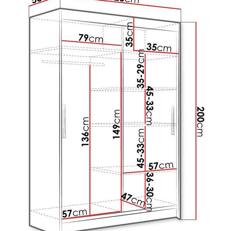 Siyah Sürgülü Gardrop LED Aydınlatmalı 120x200 cm - 90688