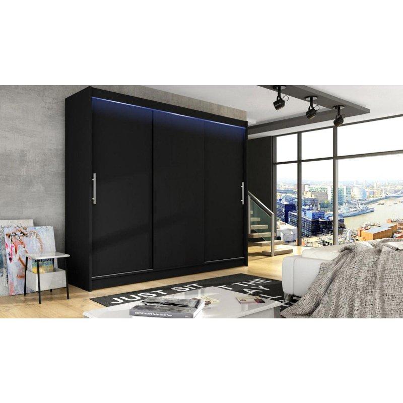 Siyah Sürgülü Gardrop LED Aydınlatmalı 250x215 cm - 90763