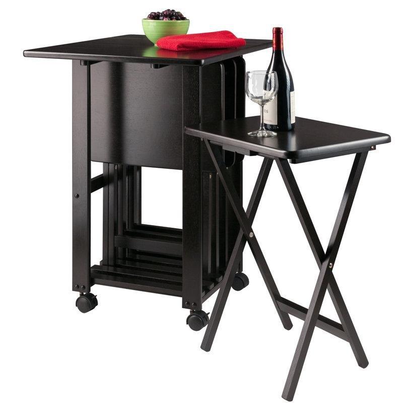 Siyah Tekerlekli Çanta Zigon Sehpa 72x53x37 cm - 108883