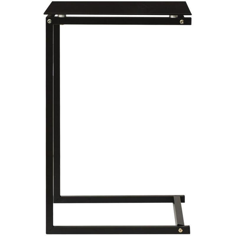 Siyah Temperli Cam Kare Cam Yan Sehpa-40x40x60 cm - 111373