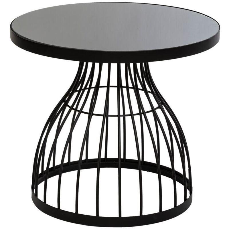 Siyah Temperli Cam Yuvarlak Cam Yan Sehpa-55x55x49 cm - 111289