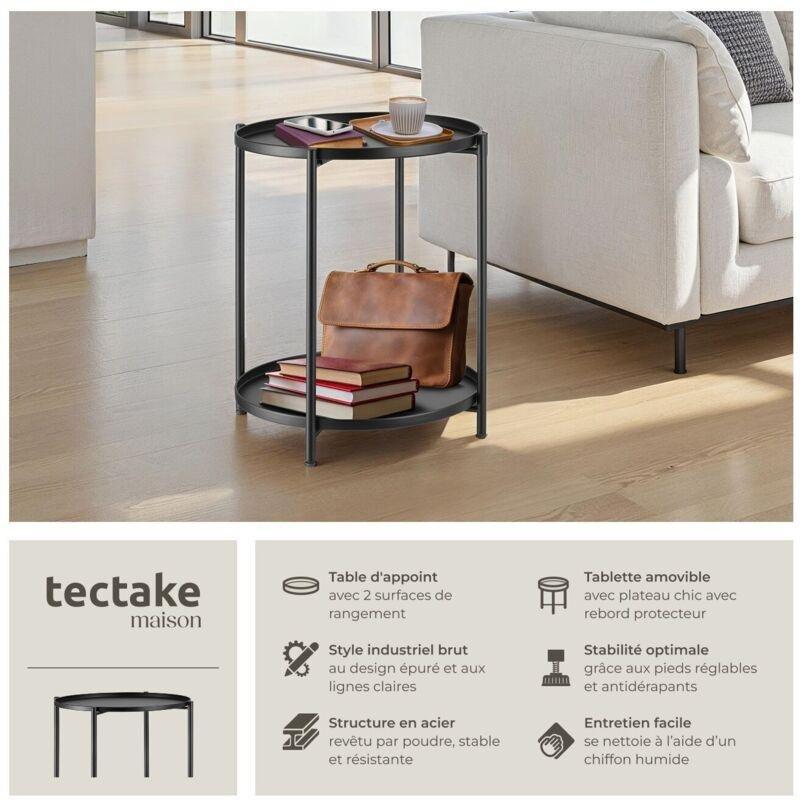 Siyah Toz Boyalı Çelik Çıkarılabilir Raflı Bohem Yan Sehpa-46x46x53 cm - 111070