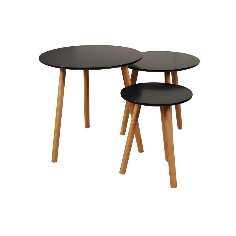 Siyah Üçlü Zigon Sehpa 30x30 cm 40x40 cm 50x50 cm - 106420