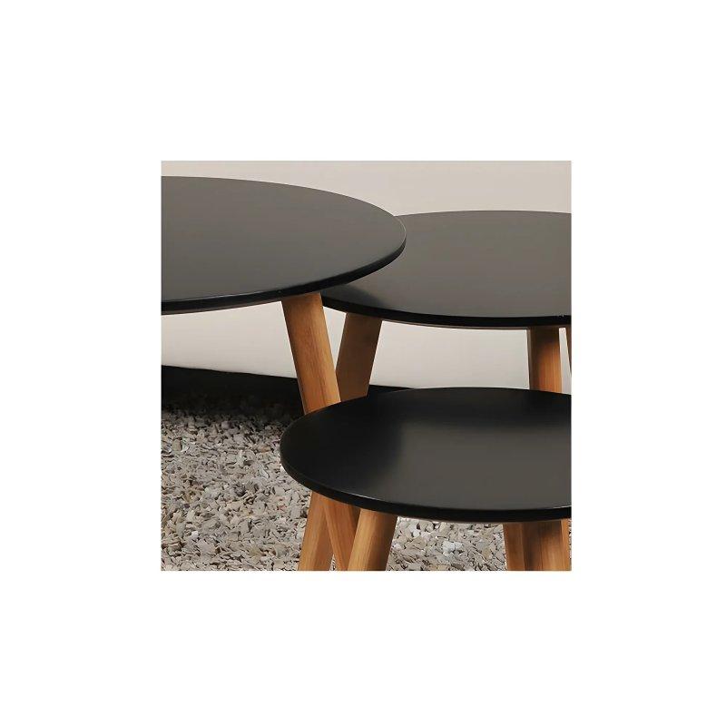 Siyah Üçlü Zigon Sehpa 30x30 cm 40x40 cm 50x50 cm - 106420