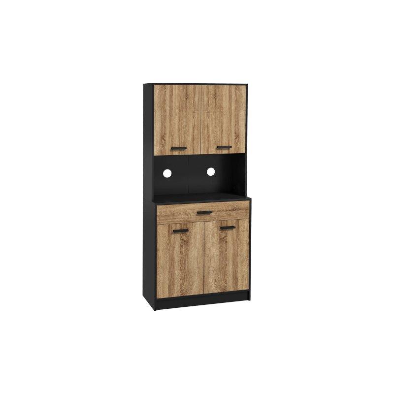 Siyah ve Açık Meşe Çok Amaçlı Dolap 80x40x180 cm - 92713