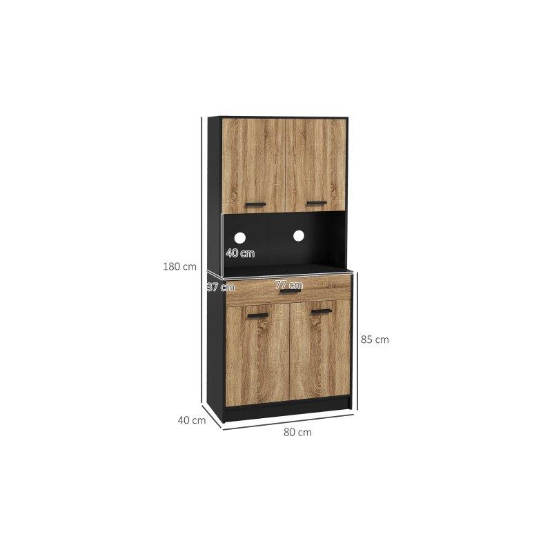 Siyah ve Açık Meşe Çok Amaçlı Dolap 80x40x180 cm - 92713