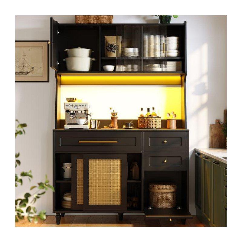 Siyah ve Ahşap Endüstriyel Kahve Köşesi 120x45x195 cm - 100111