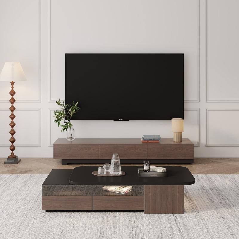 Siyah Venge 175 cm Uzatılabilir Çekmeceli Ledli Orta Sehpa - 106060