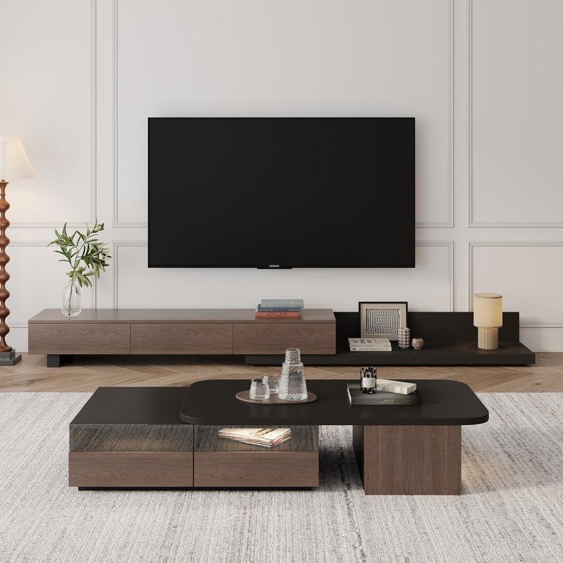 Siyah Venge 175 cm Uzatılabilir Çekmeceli Ledli Orta Sehpa - 106060