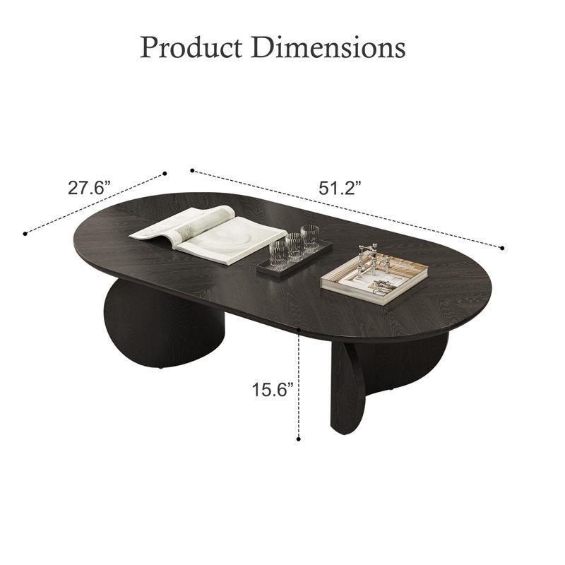 Siyah Venge Orta Sehpa Oval 130x70 cm Ahşap - 106033