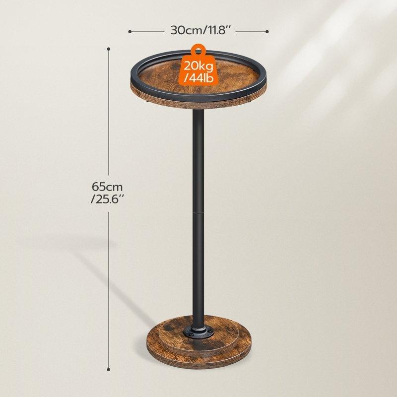 Siyah Yonga Levha Devrilmeyi Önleyici Kenarlı Ferforje Yan Sehpa-65x30x30 cm - 112863