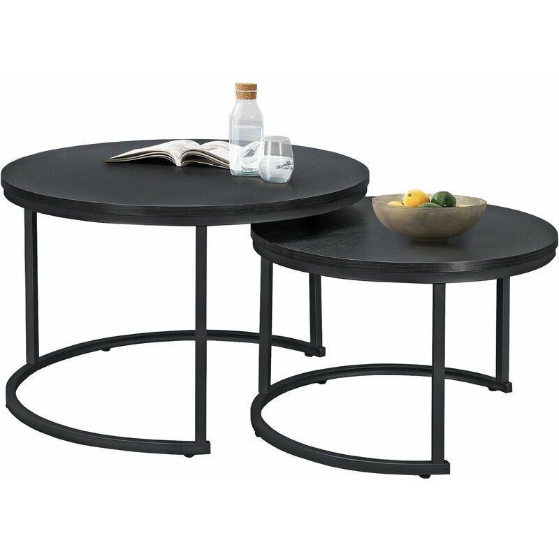 Siyah Yuvarlak İç İçe Geçen 2'li Orta Sehpa Seti 45 x 80 cm - 103086