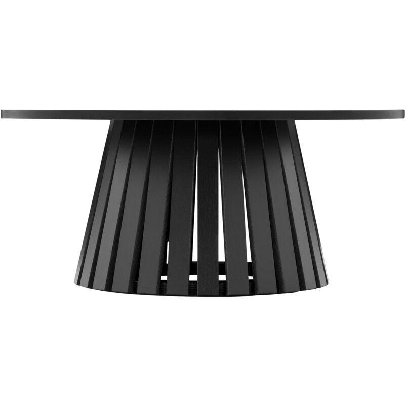 Siyah Yuvarlak Orta Sehpa 80 cm Endüstriyel Ahşap - 102793