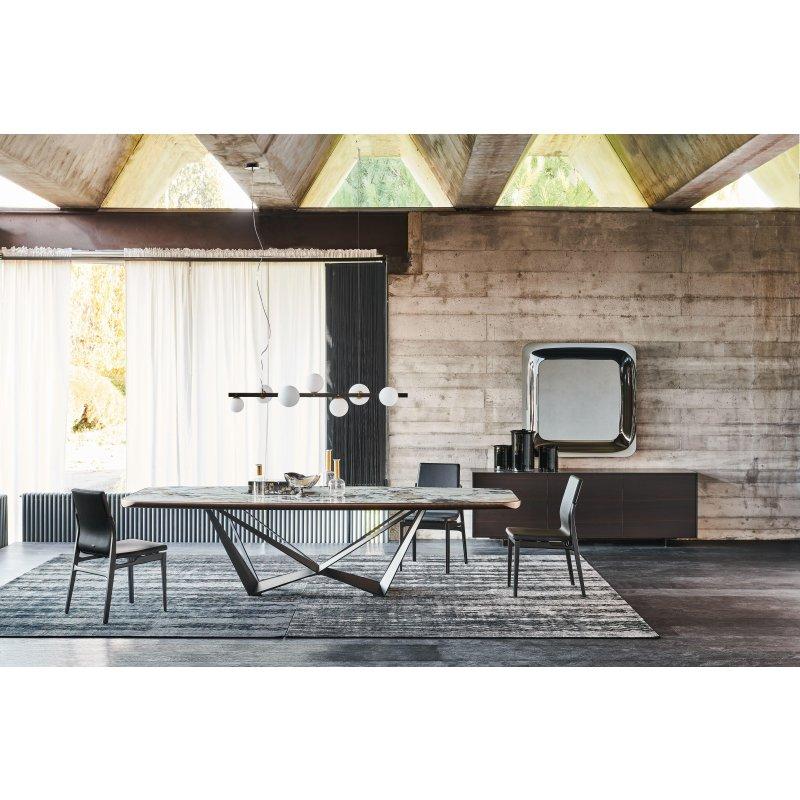 Skorpio Seramik Masa 200x120 cm Siyah Çelik Ayak Calacatta Seramik Üst - 89299