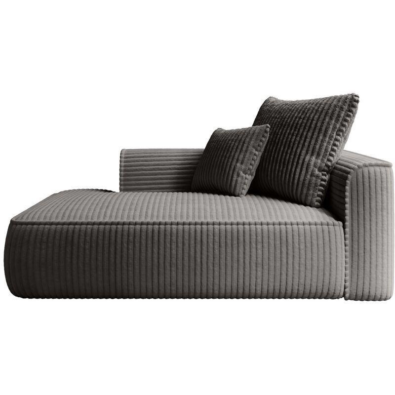 Sol Kollu Antrasit Gri Kadife Kordonlu Tek Kişilik Dinlenme Koltuğu 180x115x67 cm - 109055