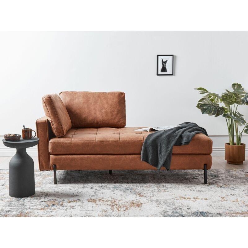 Sol Kollu Modern PU Deri Kahverengi Uzanma Dinlenme Koltuğu 172x85x85 cm - 108959