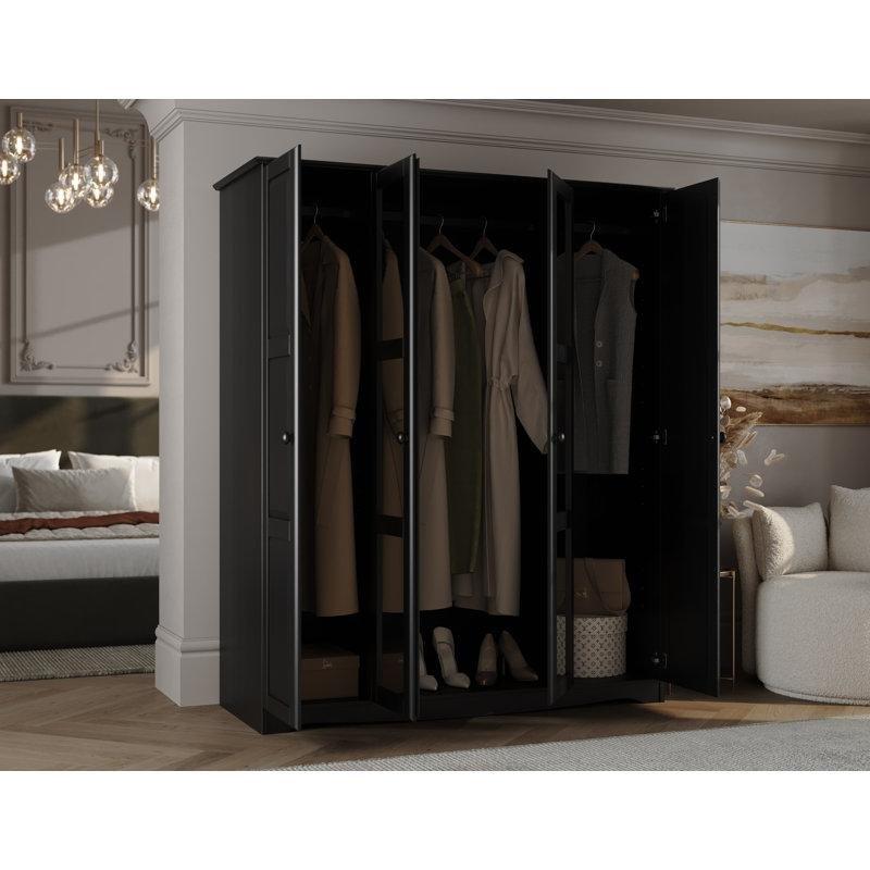 Solid Ahşap 4 Kapılı Aynalı Gardrop 153 cm x 183 cm x 58 cm - 91237