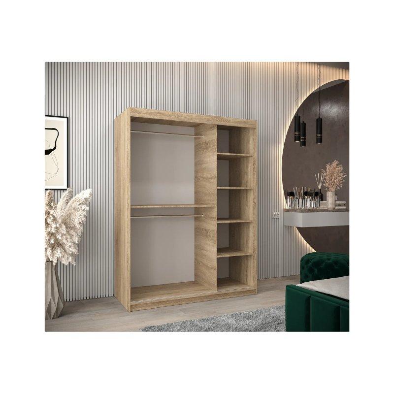 Sonoma Ceviz ve Beyaz Sürgülü Gardrop 150x200 cm Aynalı - 90484