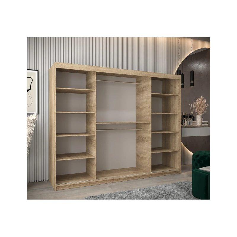 Sonoma Siyah Sürgülü Gardrop Endüstriyel Ahşap 250x200x62 cm - 90154