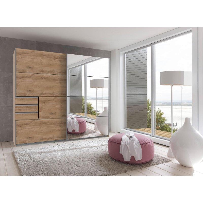 Sürgülü Gardrop Plankeneiche Dekor 225x208x64 cm Aynalı - 90895